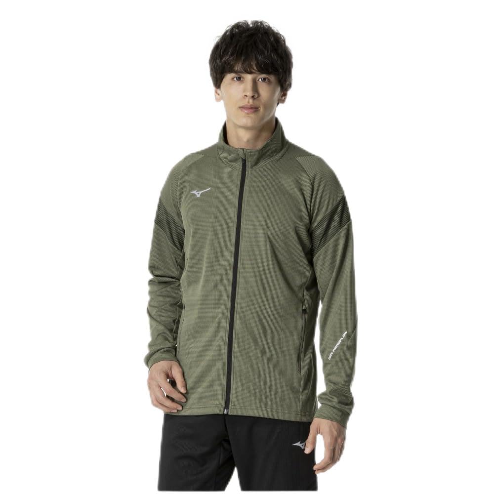Mizuno Dry Aeroflow Training Highly Dark Size L Jacket, Sweat-Wicking, Quick-Drying, Breathable, Khaki, (32MCB556)