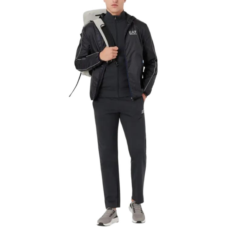 Emporio Armani Solid Color Mid-Rise Straight Leg Knit Sports Pants Men bottoms Dark-Blue 8NPP51PJ05Z1578
