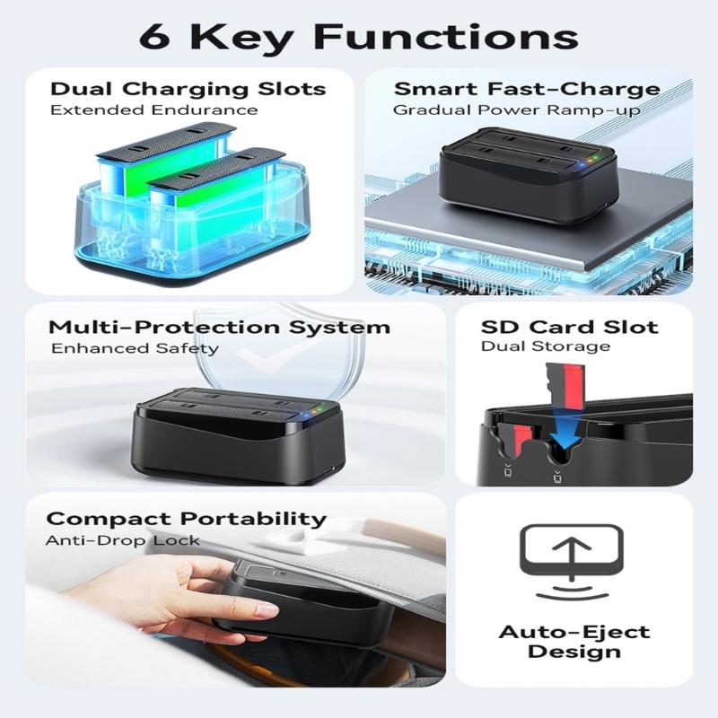 Rapid Multi Battery Charging Dock For 360 X4 Air Action Cameras Featuring Quick Charging Technology And Safety Features