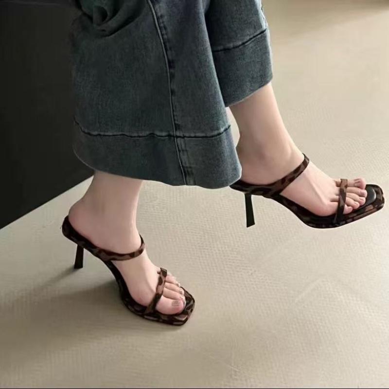 Fashion Fashionable Versatile Women's Sandals 2025 Spring Autumn High Heel Platform Slippers Simple Square Head Outdoor Wear Rubber Sole