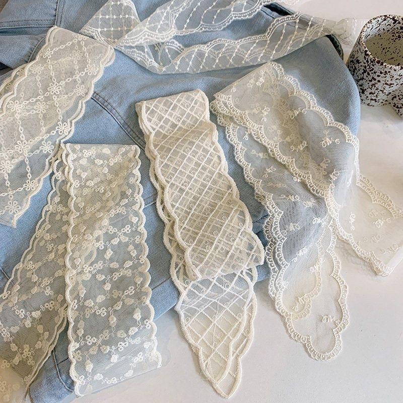 Embroidered Lace Hair Scarf Breathable Sheer Fabric Delicate Floral Pattern for Hair Styling Party Holiday Casual Wear