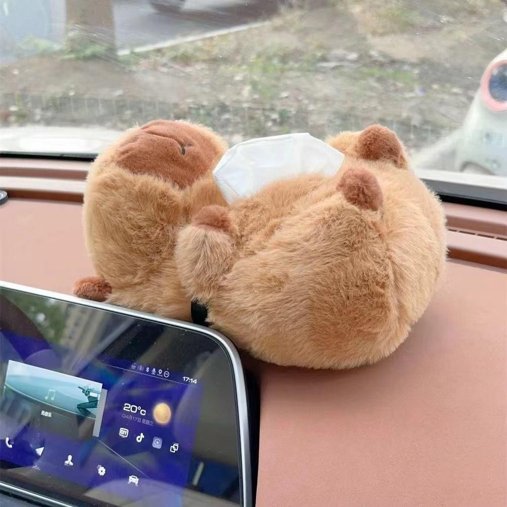 Capybara Car Tissue Box Cartoon Tissue Storage Bag Car Backseat Hanging Tissue Bag  Home Decor