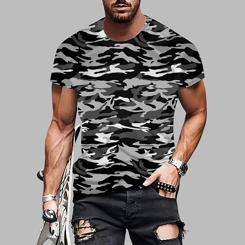 Neues Sommer-T-Shirt für Herrenmode mit Persönlichkeit und Camouflage-Print für Herren