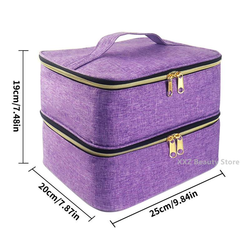 1PC 30 Bottles Pink Nail Dryer Organizer Box Nail Polish Storage Bag Essential Oil Case Cosmetic Handbag Nailpolish Organizer