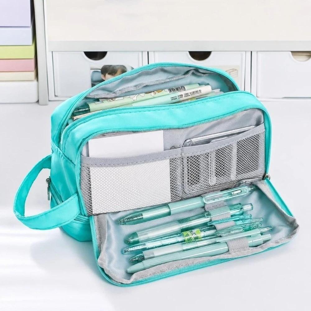 Zipper Closure Stationery Box Large Capacity Pencil Bag Durable Pencil Case Students