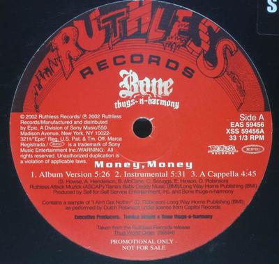 12inch Record BONE THUGS-N-HARMONY - Money, Money EAS59456 Ruthless Record 2002 US Rap & Hip-Hop/R&B Used