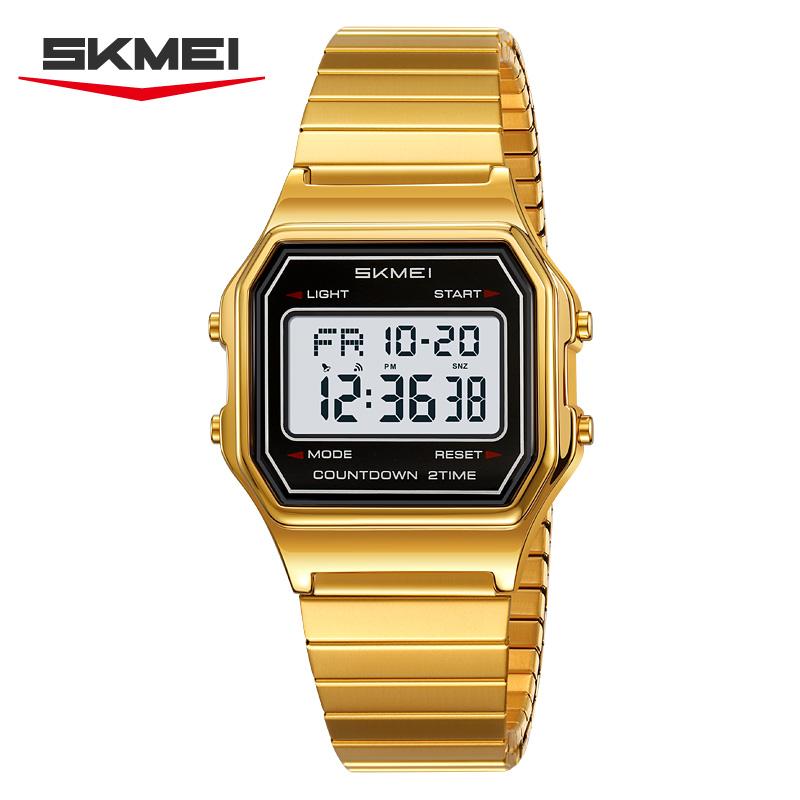 SKMEI 2465 Electronic Mens Wristwatches LED Display Sport Stainless Steel Waterproof Luxury Digital Watch for Men Reloj Hombre
