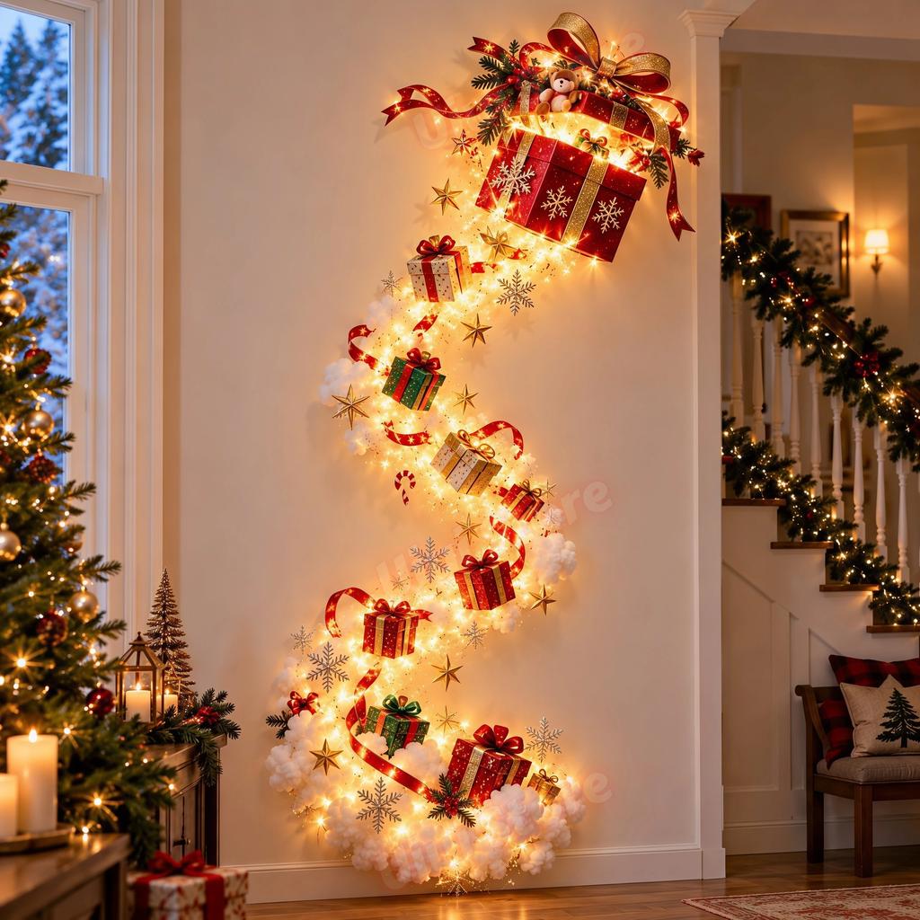 DIY Snowman Magic Trail LED Wall Light Christmas Winter Snow Glowing Ornament Holiday Home Wall Decoration(Requires Assembly)