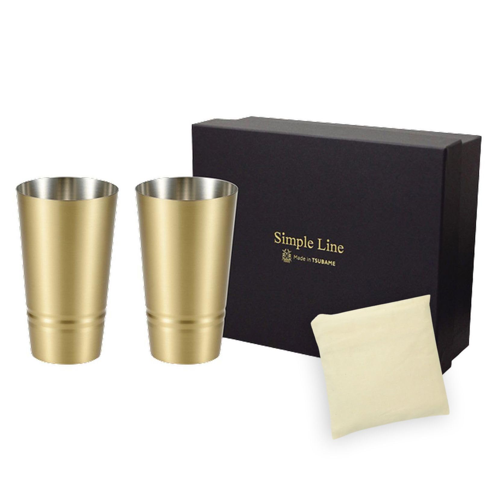 

Sake Cup Made in Japan J-kitchens-SimpleBag Set, Brass, 2-Piece Set, 330ml,