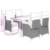 5 Piece Garden Dining Set with Cushions Gray Poly Rattan