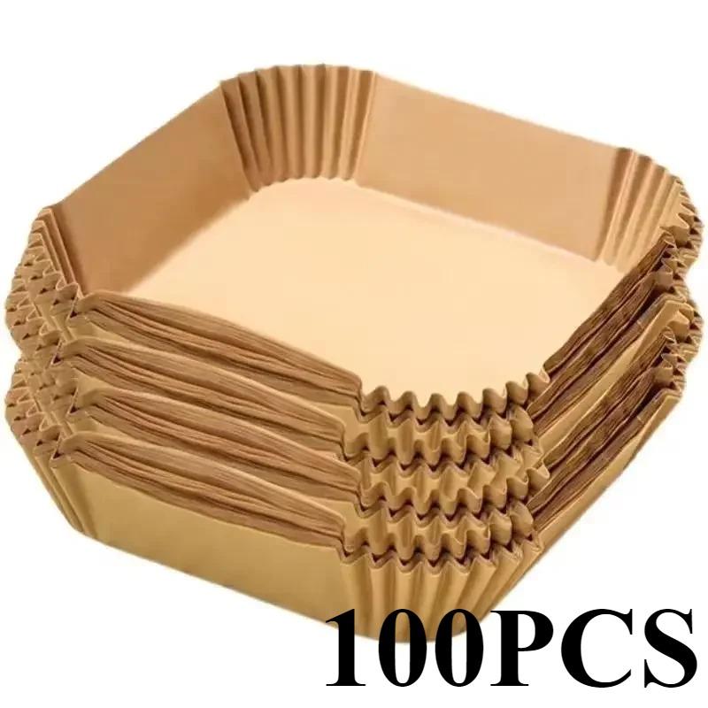 

Форма для аэрофритюрницы Бумажные вкладыши для аэрофритюрницы Пищевая посуда для выпечки Противень из жиронепроницаемой бумаги Антипригарный коврик для выпечки Кухонная утварь Square 100PCS
