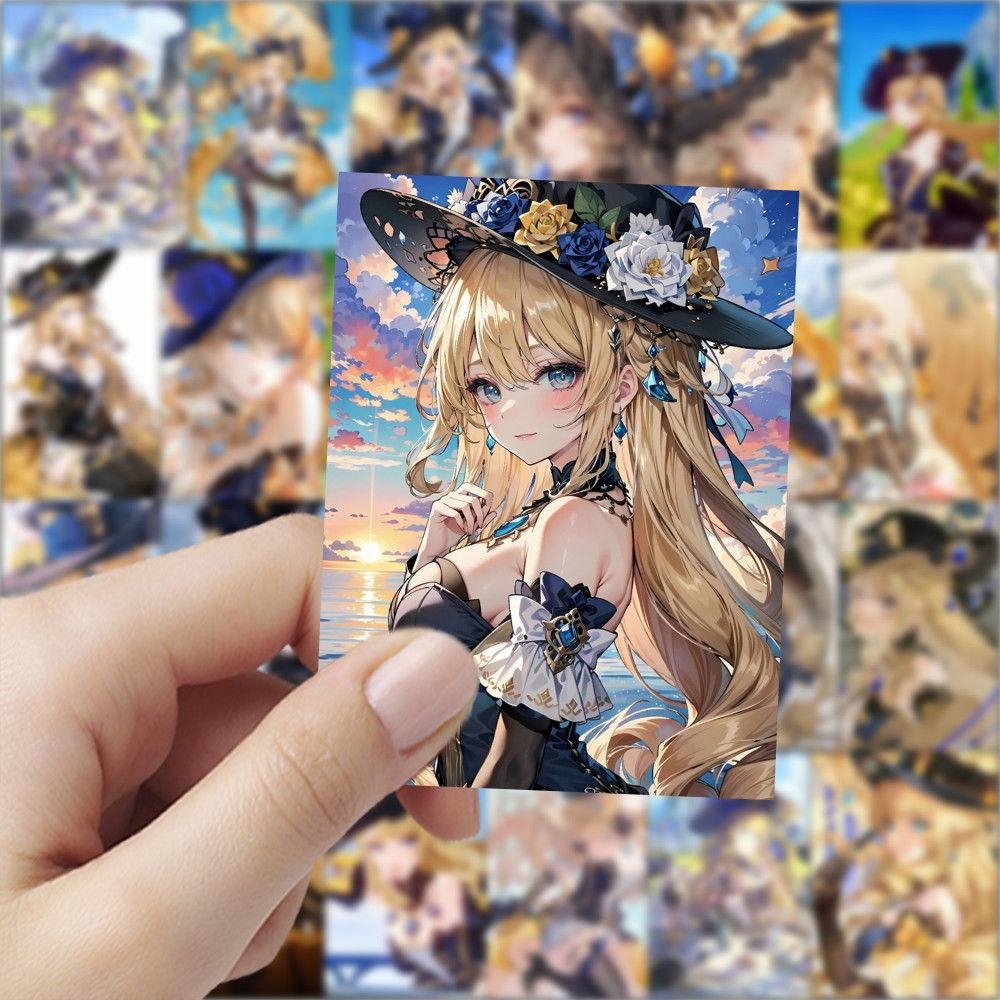 63 Pieces of Genshin Impact Navia-themed Peripheral Stickers for Decorating Mobile Phones and Waterproof Decals