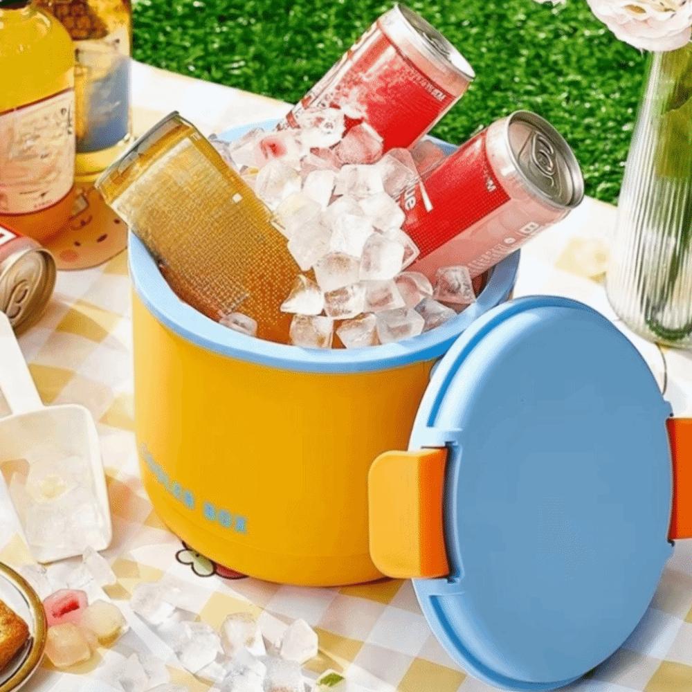 Folding Handle Drink Cooler Bucket With Ice Tray and Shovel Ice Cube Box Party Ice Bucket Outdoor