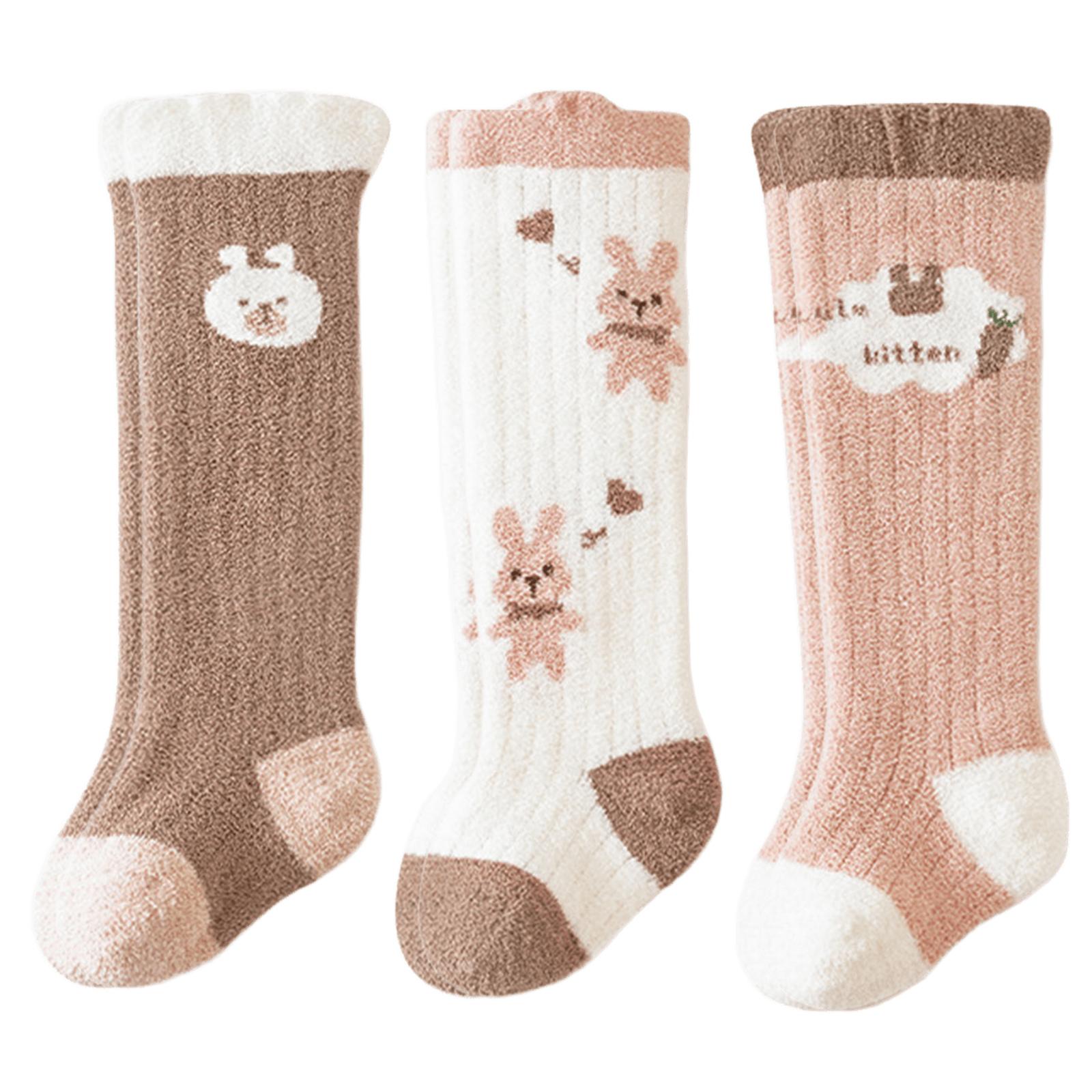 

3 пары зимних теплых длинных носков для малышей, детские гольфы с рисунком животных, гольфы для детей 1-3 лет M