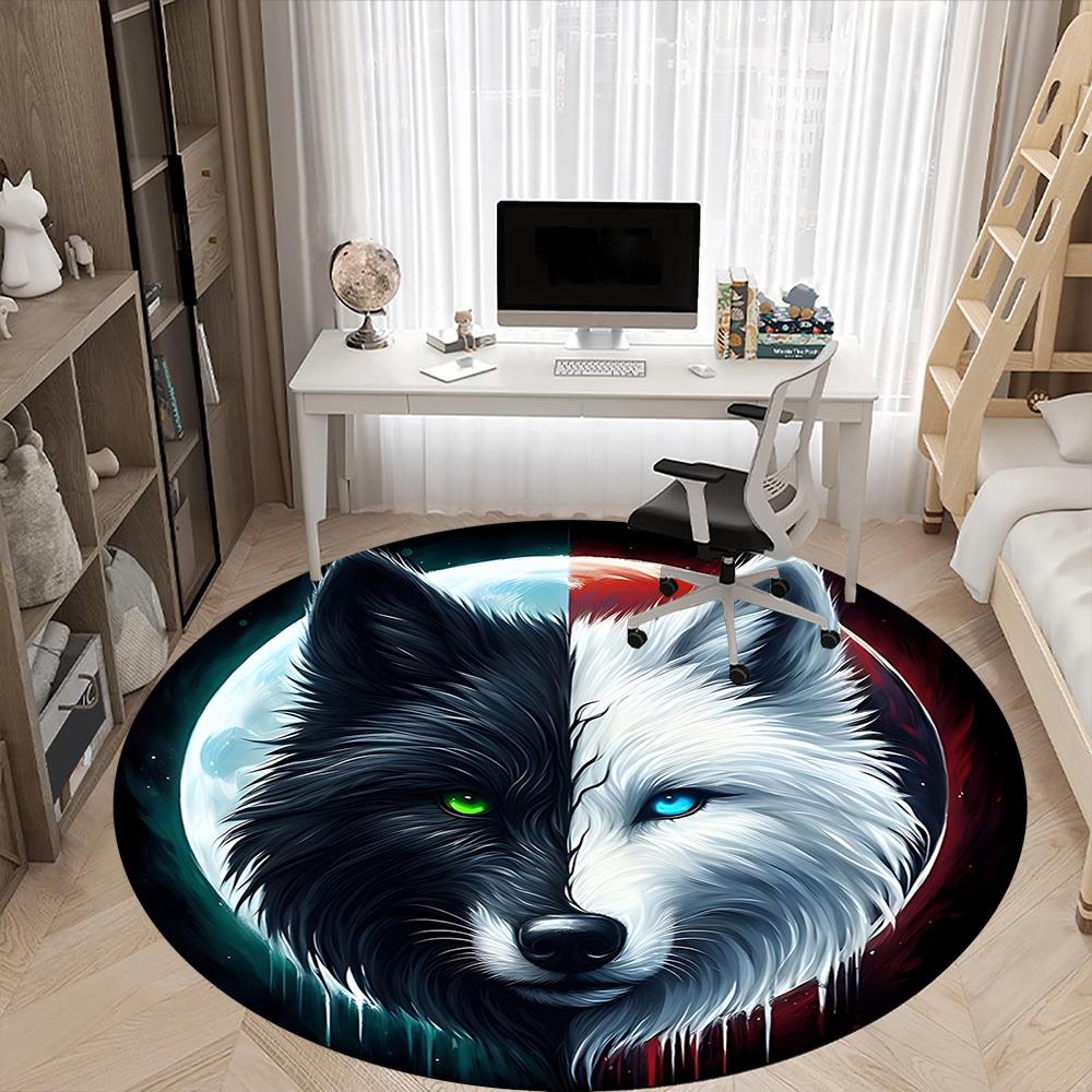 1 Stück Wolfsmond Büro Runder Teppich, Unter Bürostühlen Schlafzimmer Wohnzimmer Heimdekoration, Raumdeko, In Verschiedenen Größen Erhältlich