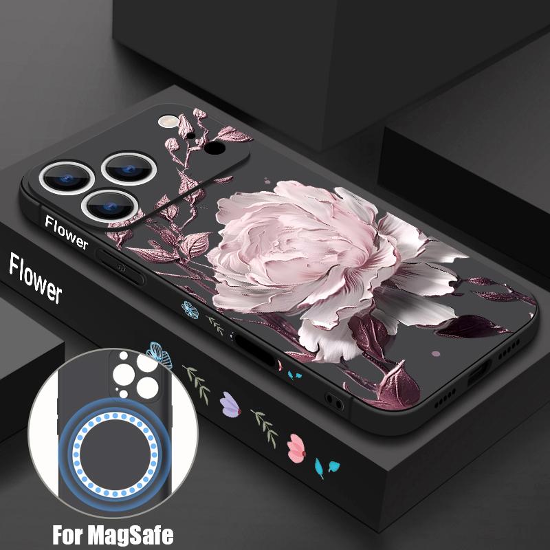 Für iPhone 17 Pro Max Hülle INS Buntes Blumenmuster Magnetisch Für Magsafe Weiche Hülle Für iPhone 16 15 14 13 Pro Max 17E 16E