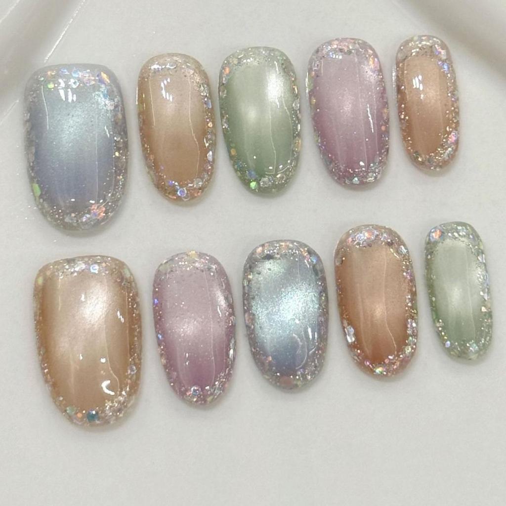 10pcs Hand Painted Gel Press Nails Beautiful Luxury Customized Design Handmade Press On Nails