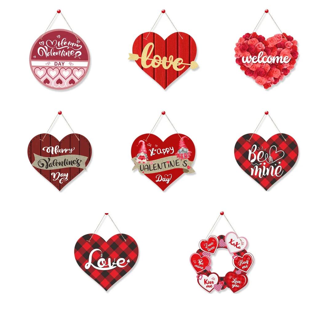 1Pcs Heart Love Happy Valentine's Day Paper Wall Door Hanging Ornaments for Valentine Day Wedding Anniversary Party Decoration