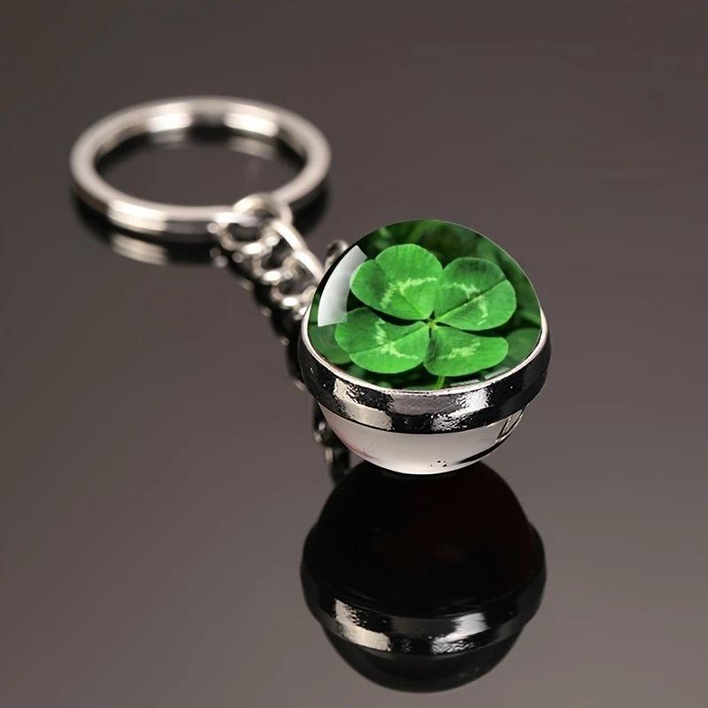 Lucky Four-Leaf Clover Crystal Ball Keychain Ornament