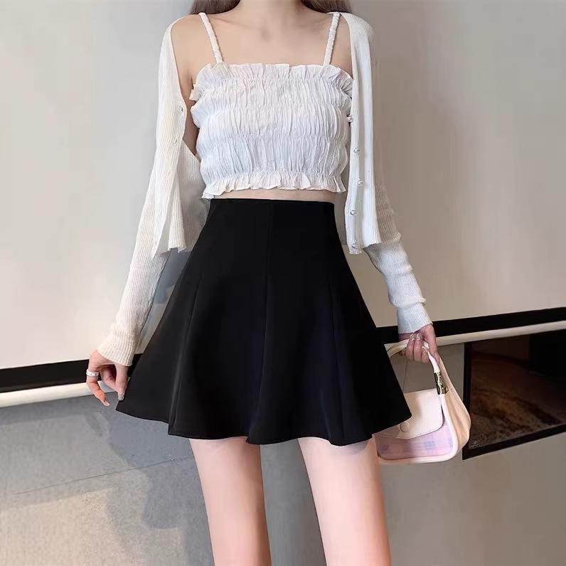 

New Spring/Summer A-line Elastic Waist Black Flared Skirt – Slimming and Anti-exposure 3XL