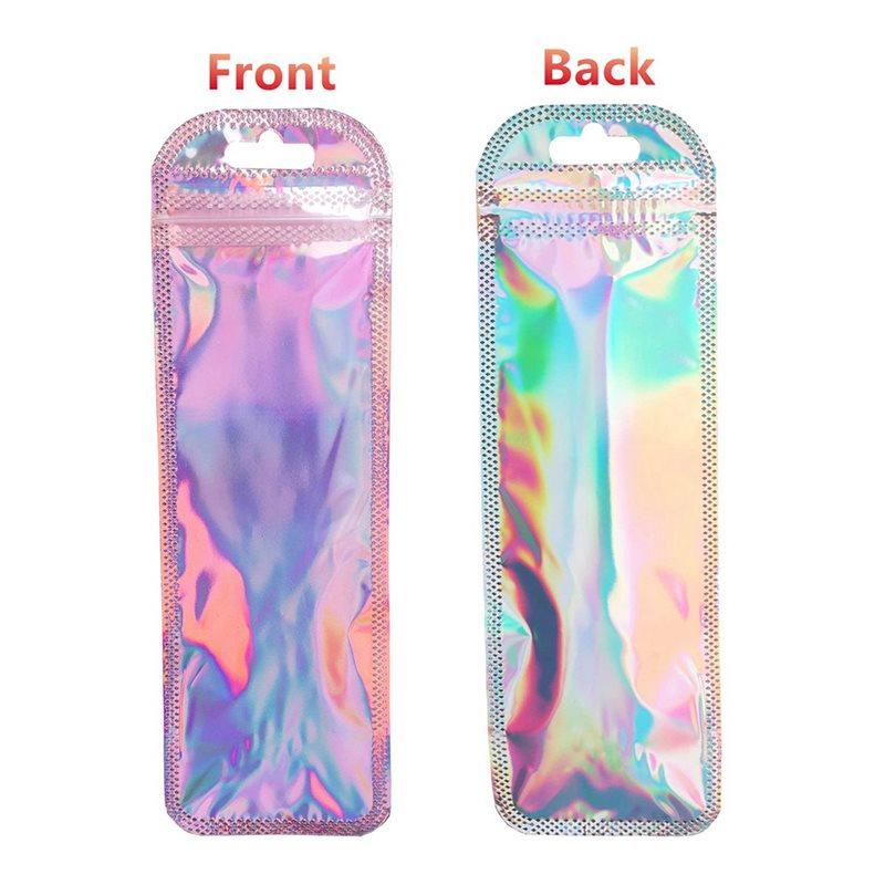 800Pc Resealable Holographic Pen Smell Proof Pouch Zipper Closure Beadable Packaging Bags For Pen Sealable Storage Bag