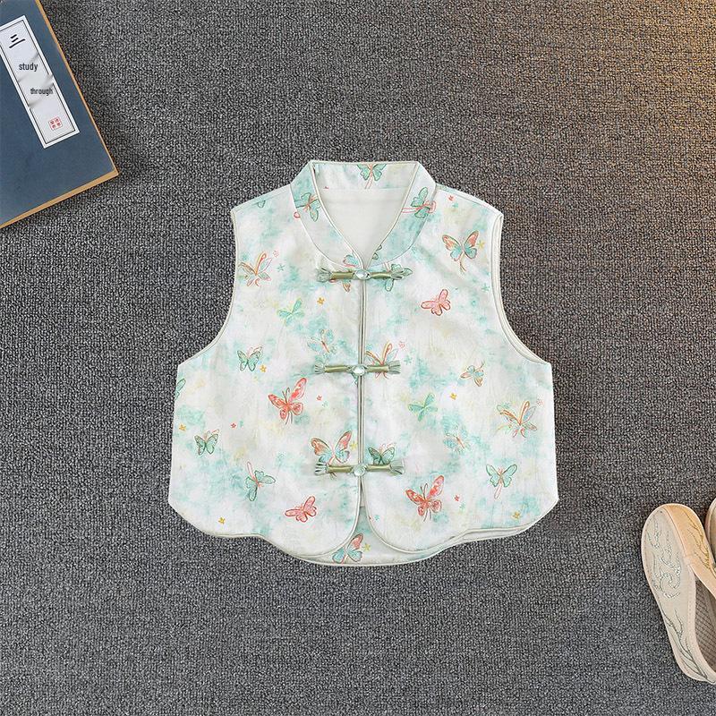 2025 New Autumn Chinese-Style Tang Suit Vest for Baby Girls