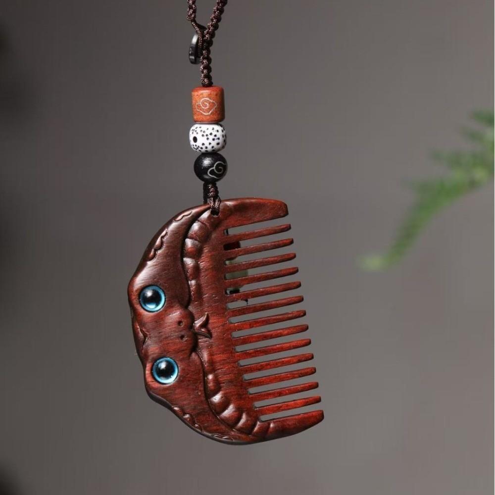 Wooden Wooden Hair Comb Wood Massager Fine Tooth Comb Head Oil Massager Pocket Comb Hair Care