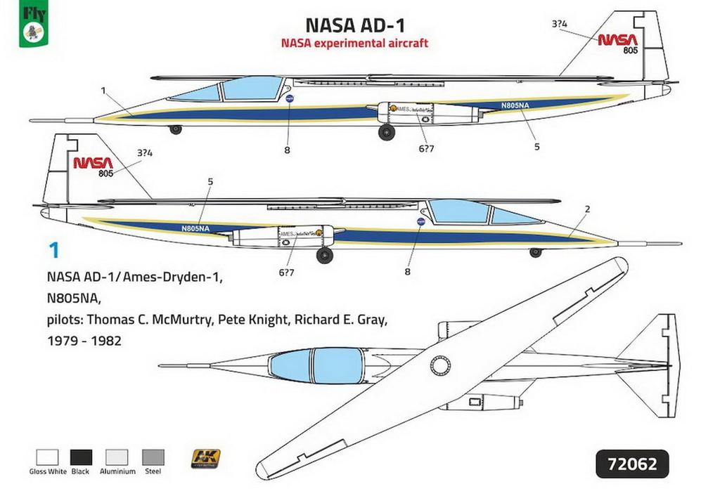 Fly NASA Experimentalflugzeug Plastikmodellbausatz FLX72062 1/72 AD-1