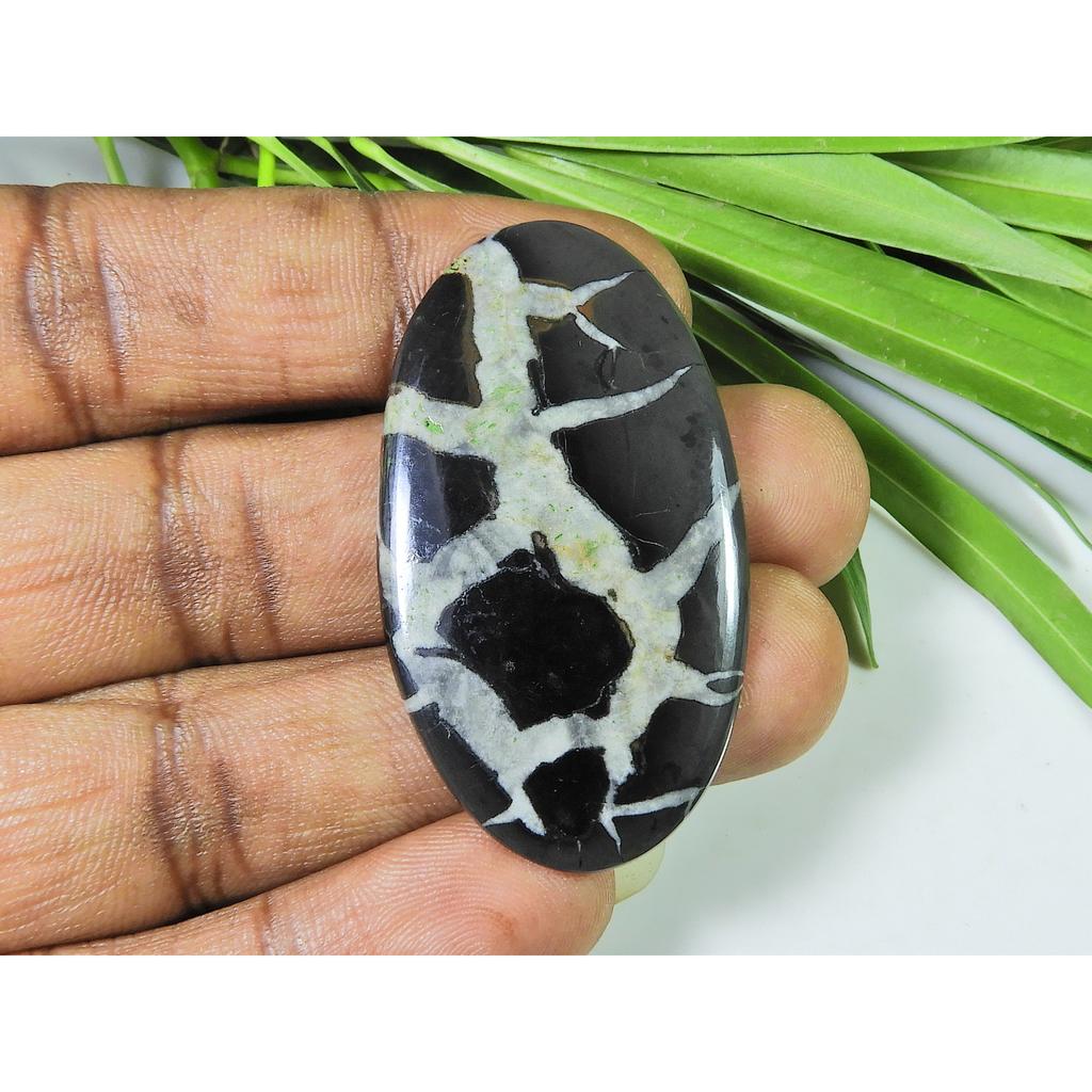 AA++ Natural Septarian Jewelry Making Oval Black Crytsal Gemstone 27X49X03MM SK-872