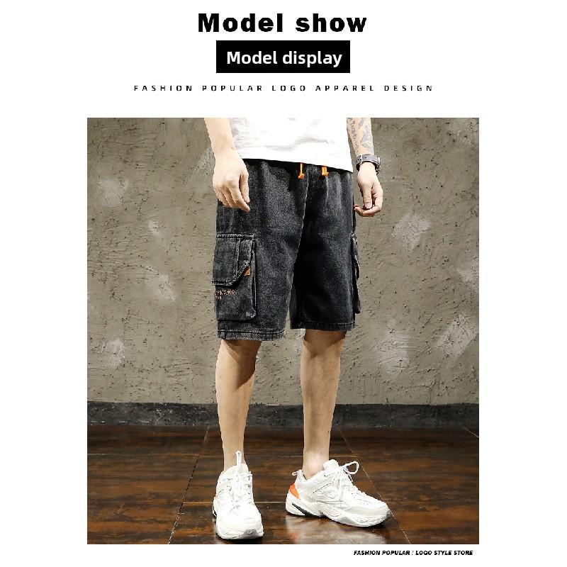 Men's workwear denim shorts 2026 new summer thin loose large size mid-length pants trendy wear-resistant five-point pants
