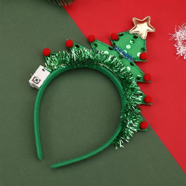 Festival LED Hair Ornament With Star Hairband Red Balls For Holiday Photos Costume Parties Adults Kids