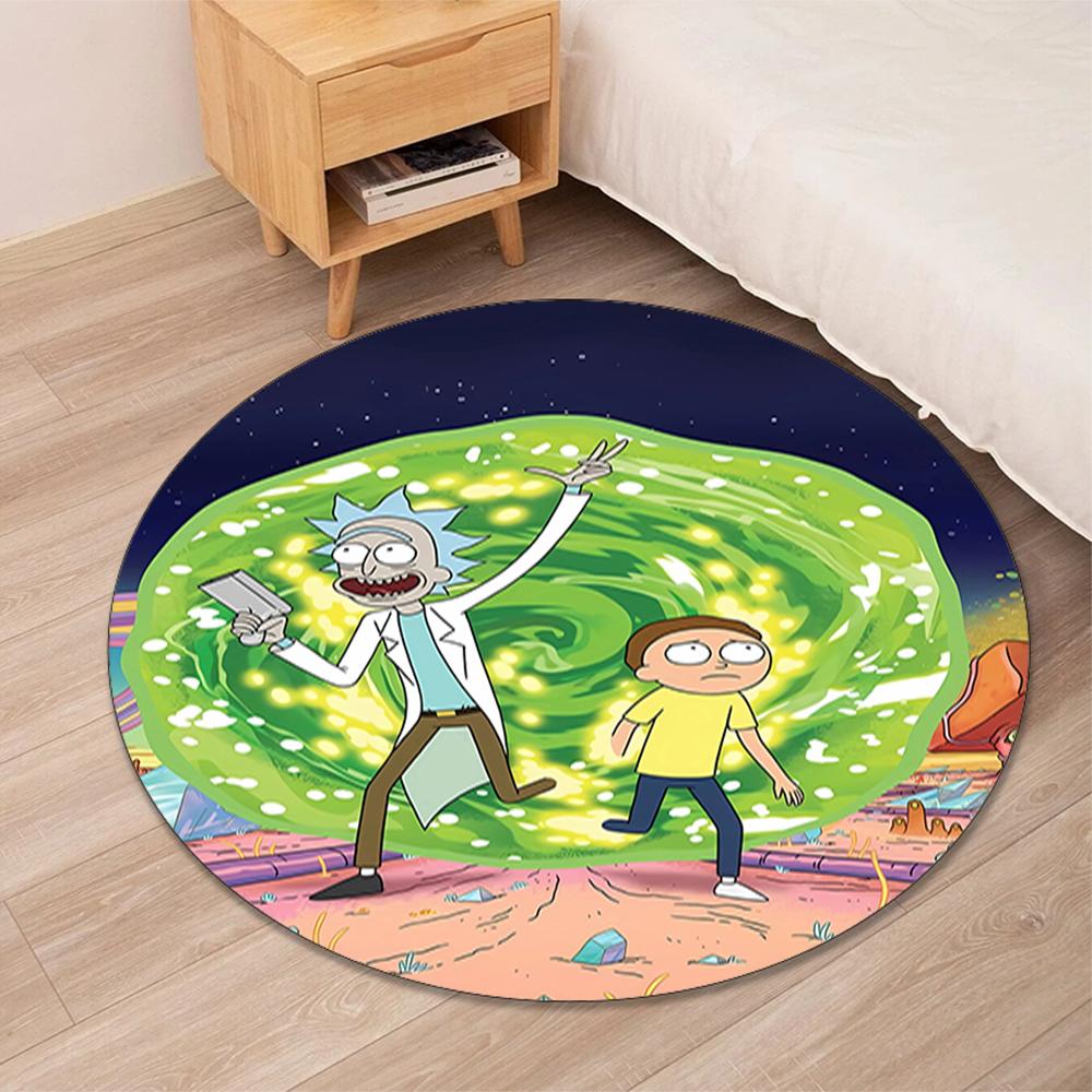 Rick and Morty Printed Round Rug Carpet Chair Rug Area Rug Entryway Doormats,for Office Chair Living Room Bedroom Kitchen Room.