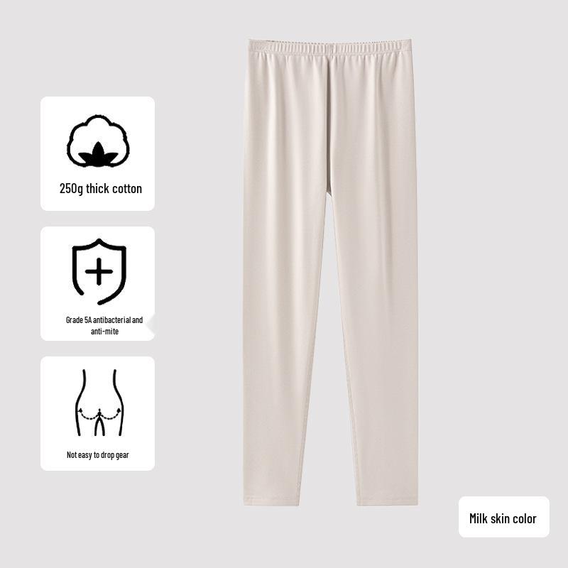 Women's Extra Thick Pure Cotton Plus Size Warm Autumn Pants 250g - Antibacterial Base Layer