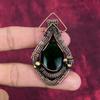 Green Fire Labradorite Gemstone Pendant Copper Wire Wrapped Handmade Jewelry