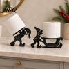 Novelty Paper Roll Storage Christmas Elf Towel Holder 3D Printed Matte Black Tissue Holder Stand Sleigh Silhouette Decorative for Kitchen