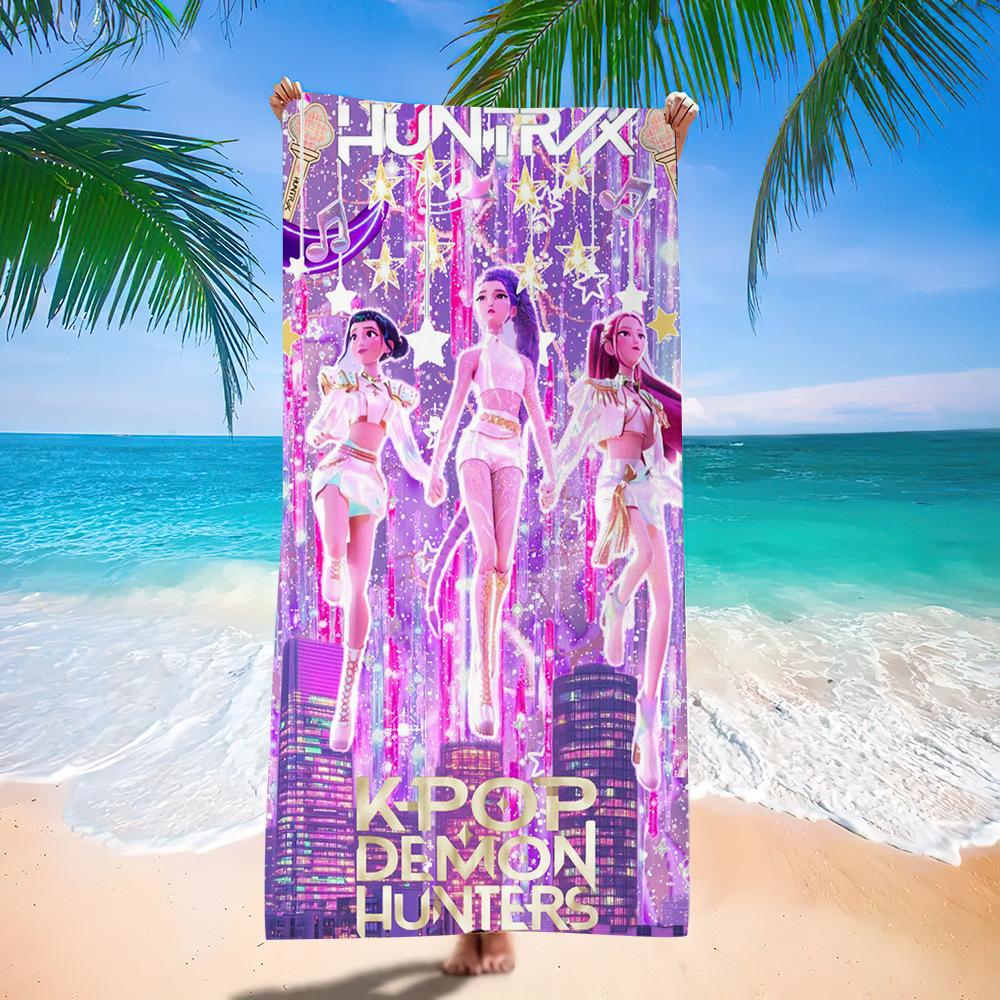 Trend Character Digital Print Double Sided Flannel Microfiber Beach Towel Quick Dry Absorbent Bath Towel
