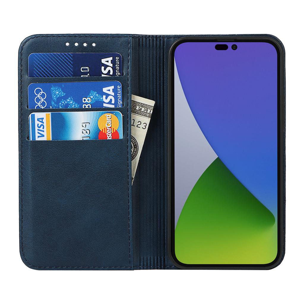 Applicable to iPhone16E mobile phone leather case 17Pro solid color calf pattern strong magnetic card wallet Xperia1 VIII
