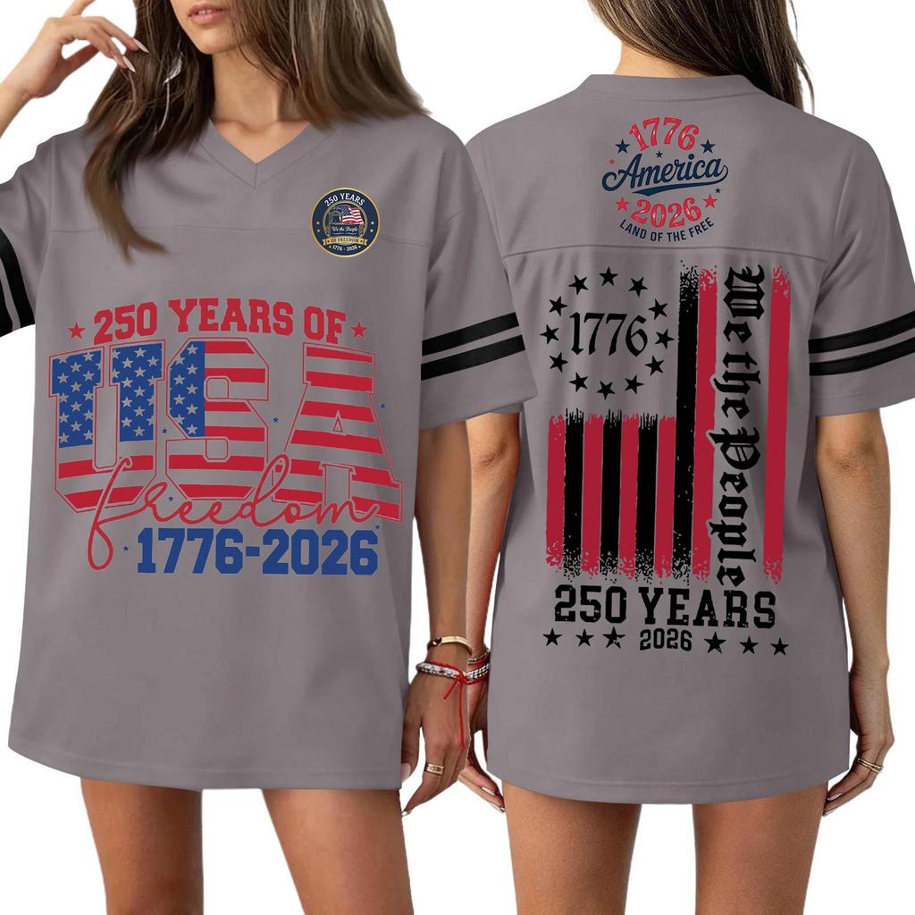 Women's Casual Fashion V-Neck Sports Independence Day Print Short Sleeve Sports T-Shirt Top
