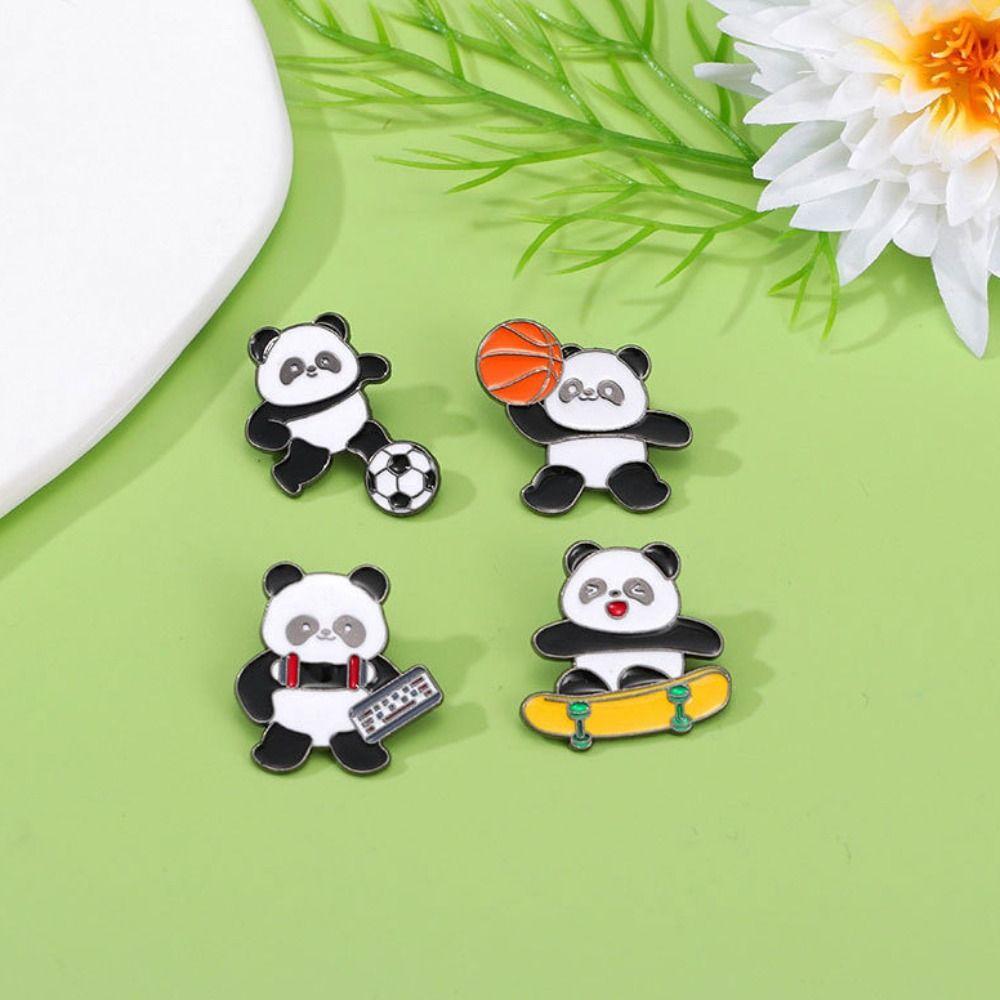 Zinc Zinc Zinc Alloy Panda Athlete Enamel Pins Trinket Giant Panda Shape Badge Hat Badge