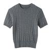 % Cotton knitted sweater women's summer new temperament high-end sense thin twist thin short-sleeved crew neck top thin