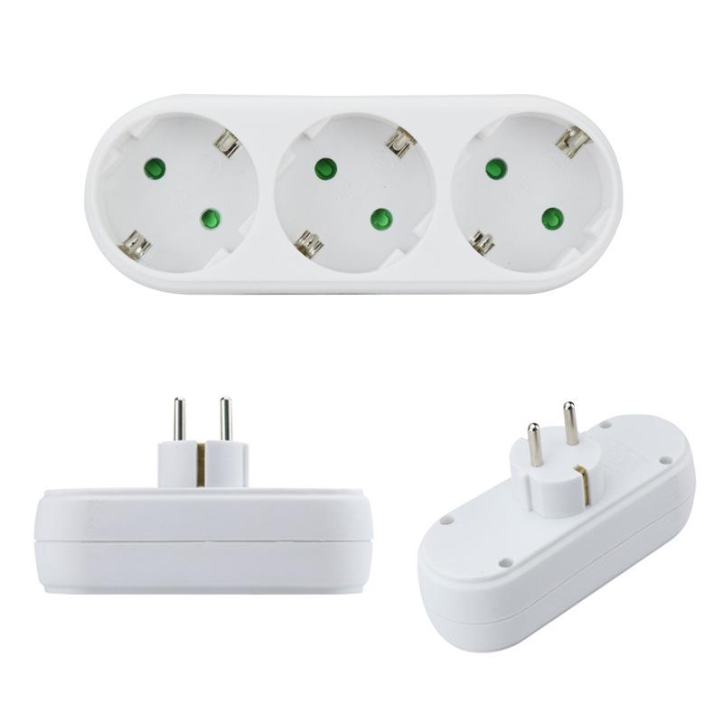 

European/German Standard 1-to-3 Power Conversion Socket Plug White German 1 to 3