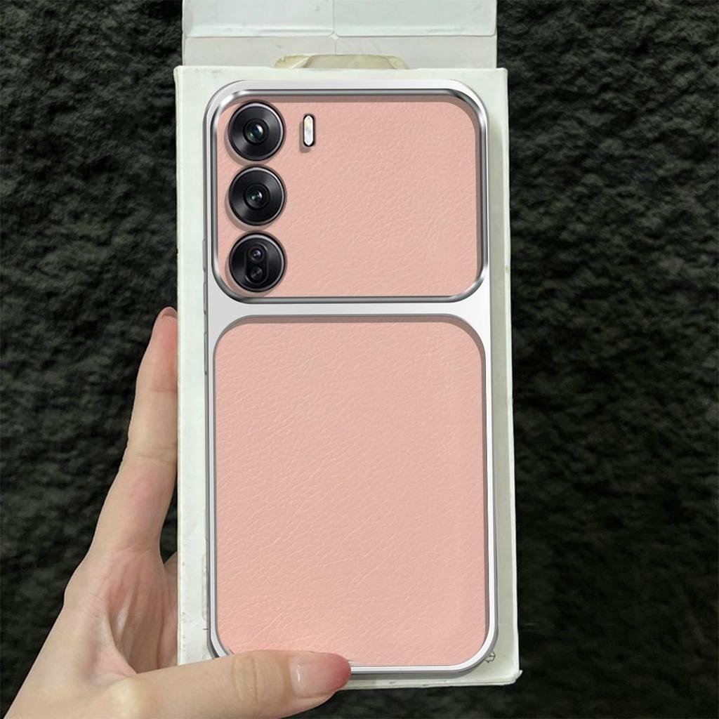 Premium Executive Leather Case for OPPO Reno12 Pro 5G Large Window Lens Protector Cover