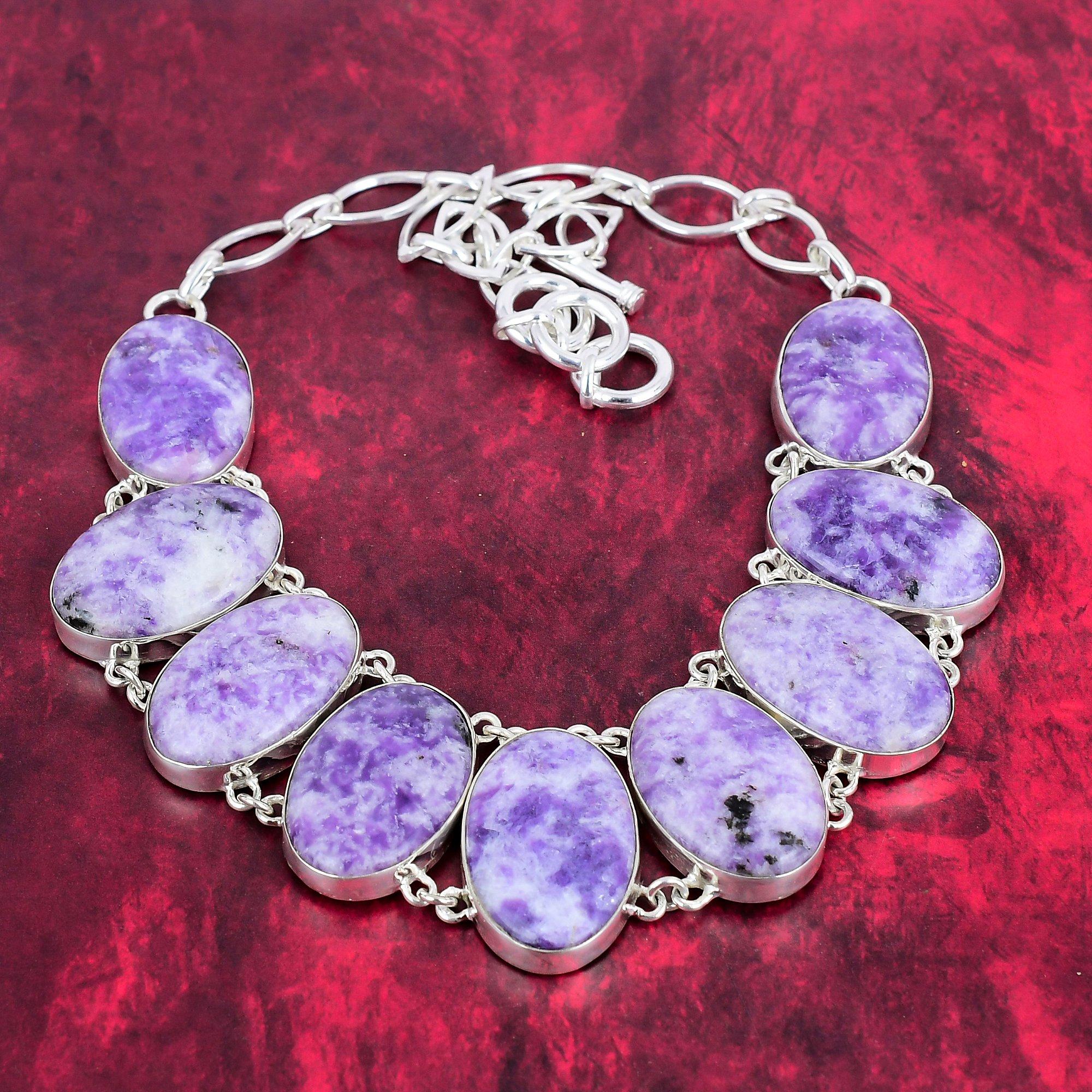 

Ожерелье с драгоценным камнем лепидолит, стерлинговое серебро 925 пробы, регулируемая цепочка, ожерелье, антикварные ювелирные изделия ручной работы, подарок для мамы Adjustable with 18 inches фиолетовый