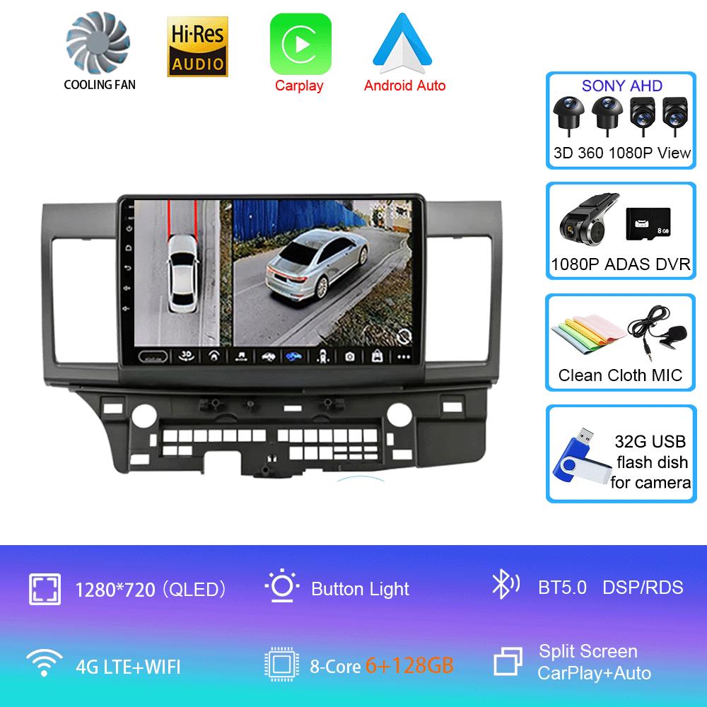For Mitsubishi Lancer 2007-2012 Android 14 4G Car Radio Car Radio Multimidia Video Player Navigation GPS 2din 2 Din Carplay