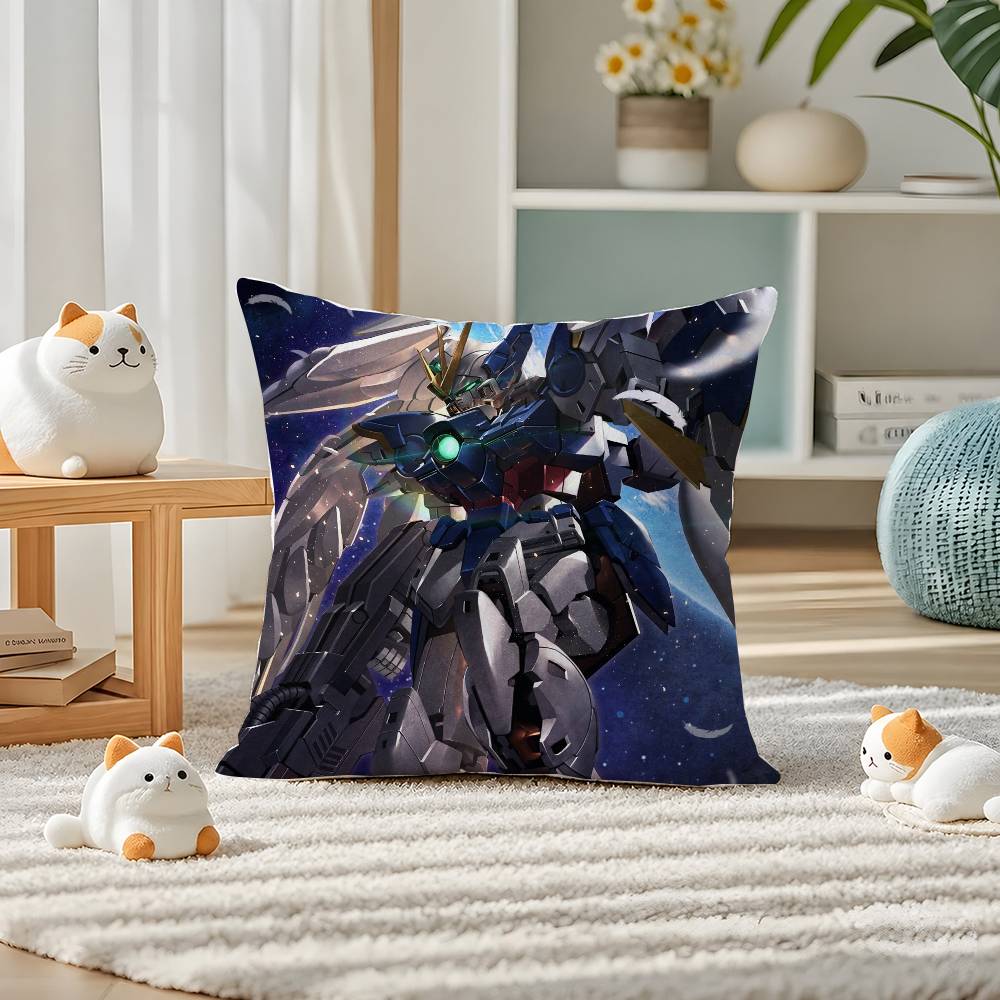 Mobile Suit Gundam Sandrock Gundam Anime Plush Pillow Cover Soft Short Plush Cushion Cover For Sofa Bedroom Home Decor Gift