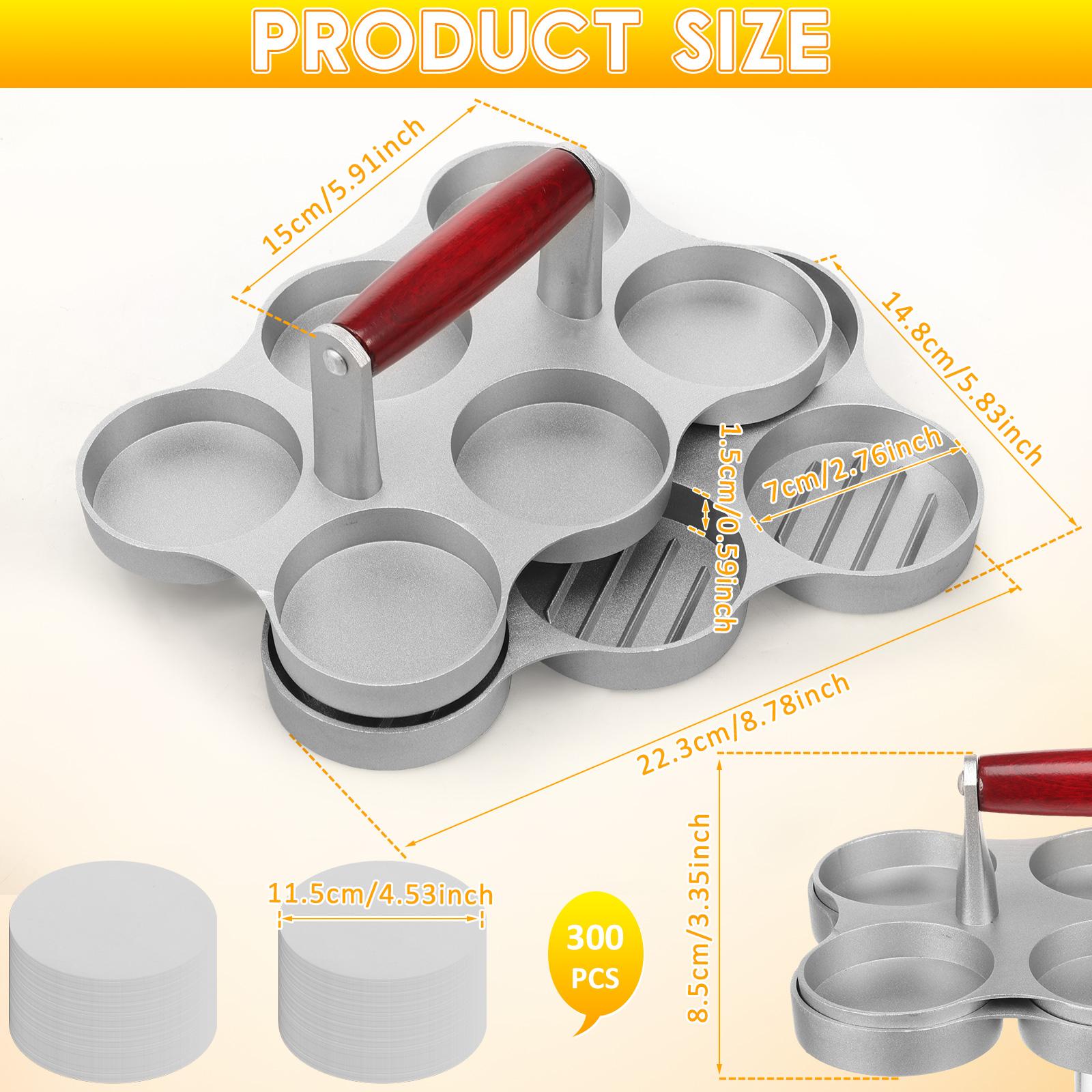 Mini Burger Press Aluminium Alloy Small Meat Patty Maker with 200/300 Paper Meat Patty Making Machine for Home Kitchen Accessory