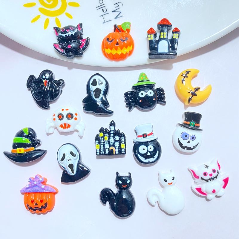 20Pcs New Mini Cute Cartoon Halloween Series Flat Back Resin Cabochons Scrapbooking DIY Jewelry Craft Decoration Accessorie