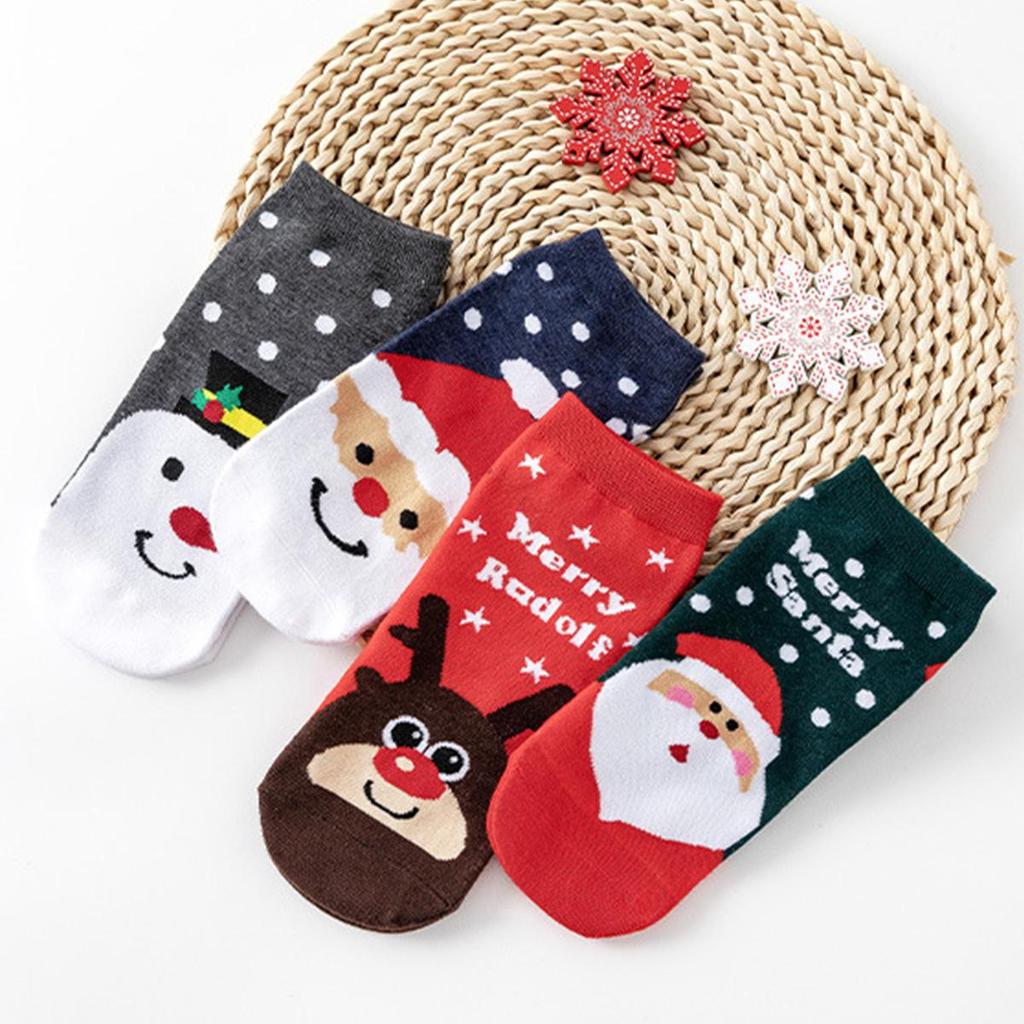 Women's Cartoon Christmas Socks - Cute Snowflake & Santa Cotton Ankle Socks for Winter