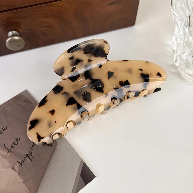 Retro Hochwertige Acetat Haarspange Große Haarspangen für Frauen Elegante Haarnadel Hai-Klammer Dame Leopard Haarspangen Kopfschmuck