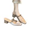Fashion Elegant Women Slippers Square Toe High Heels Shoes Summer Mules Shoes 2025 New Sandals Designer Woman Pumps Fashion Sandalias